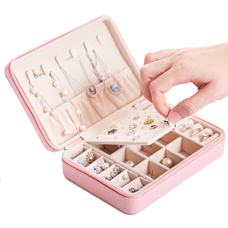 Jewelry Box Travel Comestic Jewelry Casket Organizer Makeup Lipstick Storage Box Beauty Container Necklace Birthday