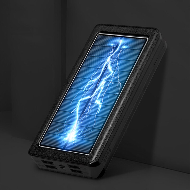 80000Mah Solar Power Bank Draagbare Oplader Snel Opladen Externe Batterij 4USB Poort Powerbank Voor Xiaomi Iphone Samsung: Black