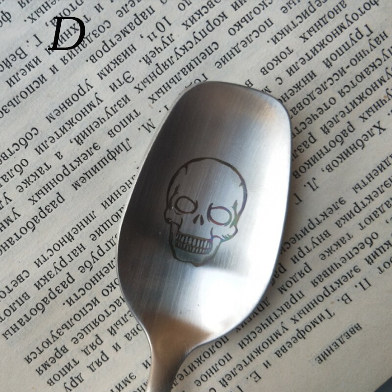 Tenedores de cuchara con estampado de calavera de acero inoxidable de , accesorios de vajilla de cocina occidental, utensilios de cocina