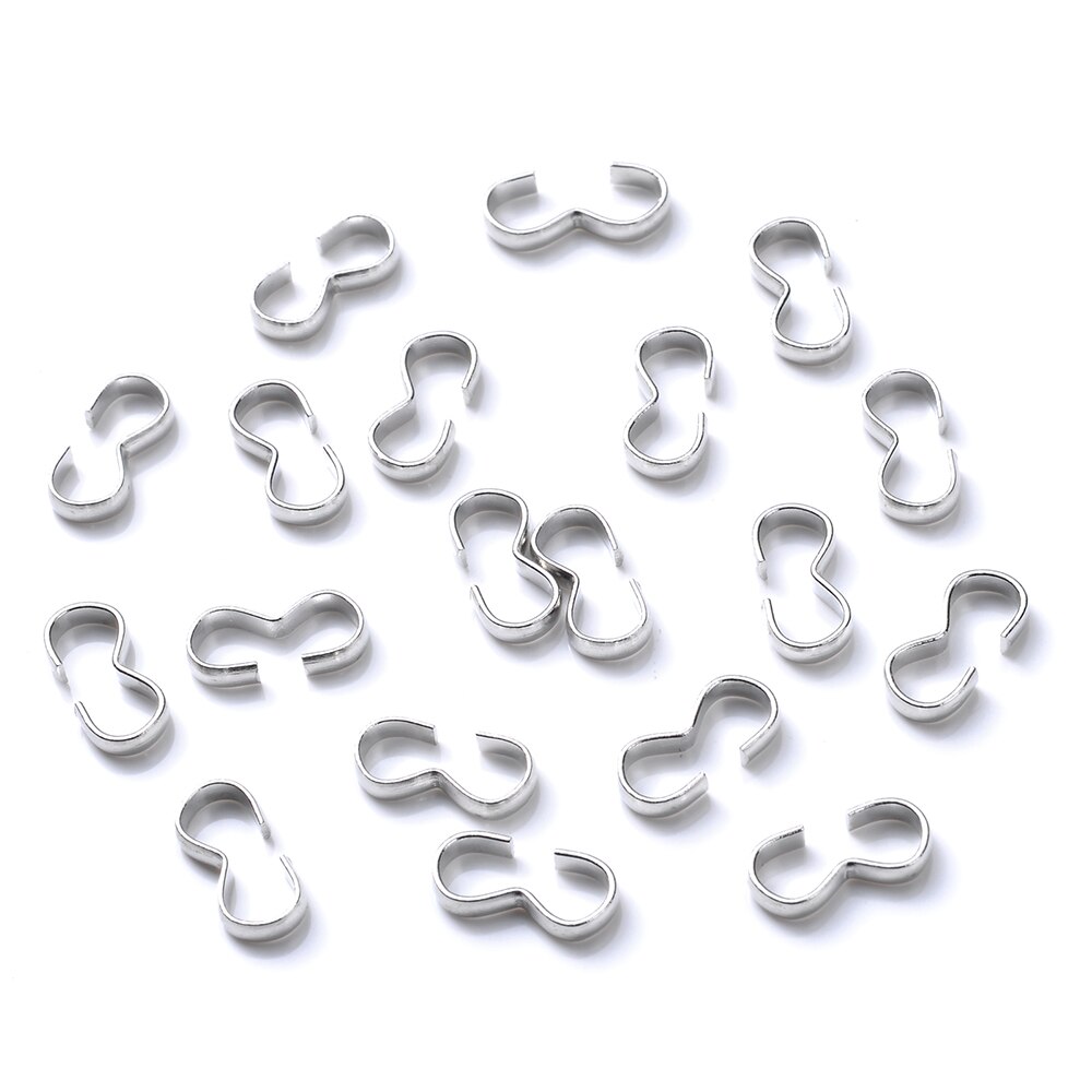 100 unids/lote de conectores de cierre de Metal, hebillas de parada chapadas en oro y plata para la fabricación de joyas DIY, pulsera, collar, accesorios de 4x8mm: white k