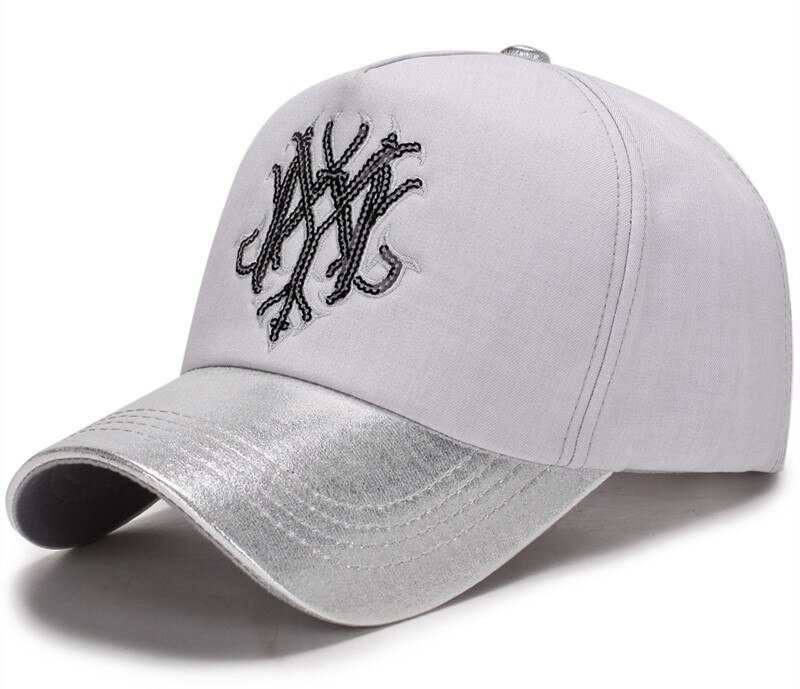 Spring and autumn baseball caps for men and women bright along the visor outdoor sports golf cap: Gray