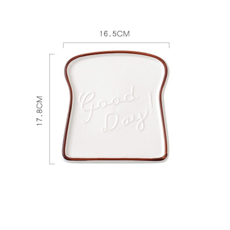 6.5 Inch Toast Shape Plates Ceramic Dinner Plate Porcelain Food Tray Kitchen Tools Tableware Kid Breakfast Bread Dish