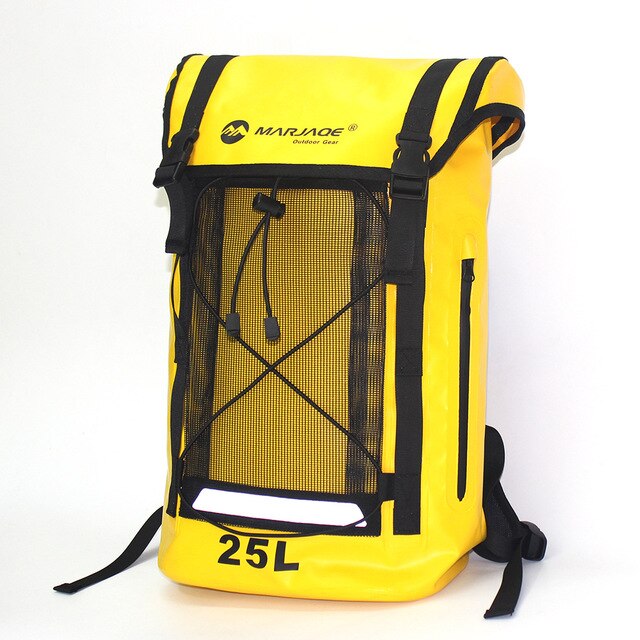 Nyeste 25l funktionelle pvc vandtæt taske tør taske udendørs camping svømning trekking drivende rygsæk rejse ocean pack mænd kvinder: Gul