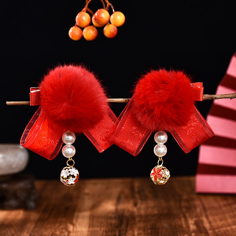 Pinces à cheveux en forme de boule de perles pour enfants, nouveauté pièces/ensemble, jolies Barrettes, accessoires pour le nouvel an, pour filles: 5-2 Pcs