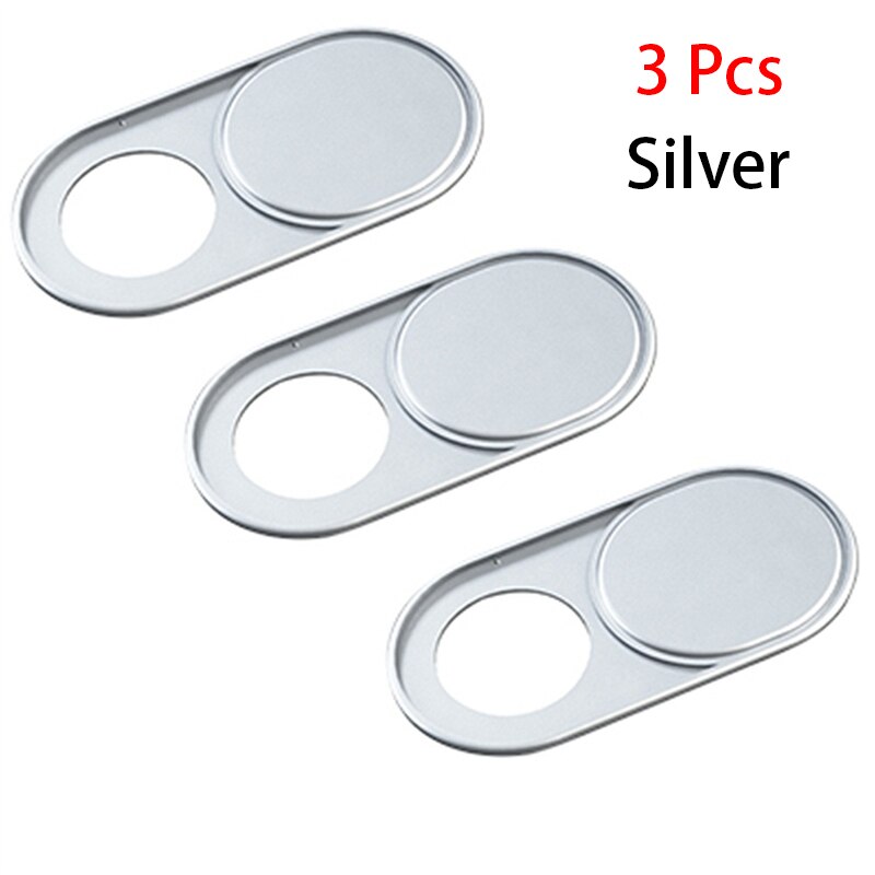 1/3/6 Pcs! Webcam Cover Anti Spy Metalen Materiaal Privacy Upgrade Telefoon Privacy Sticker Voor Iphone Smartphone Laptop Pc Tablet Len: 3PCS Silver