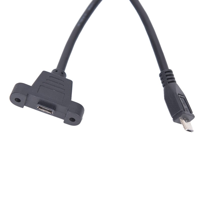 Micro USB USB 2.0 Male Connector To Micro USB 2.0 Female Extension Cable 30cm 50cm With Screws Panel Mount Hole