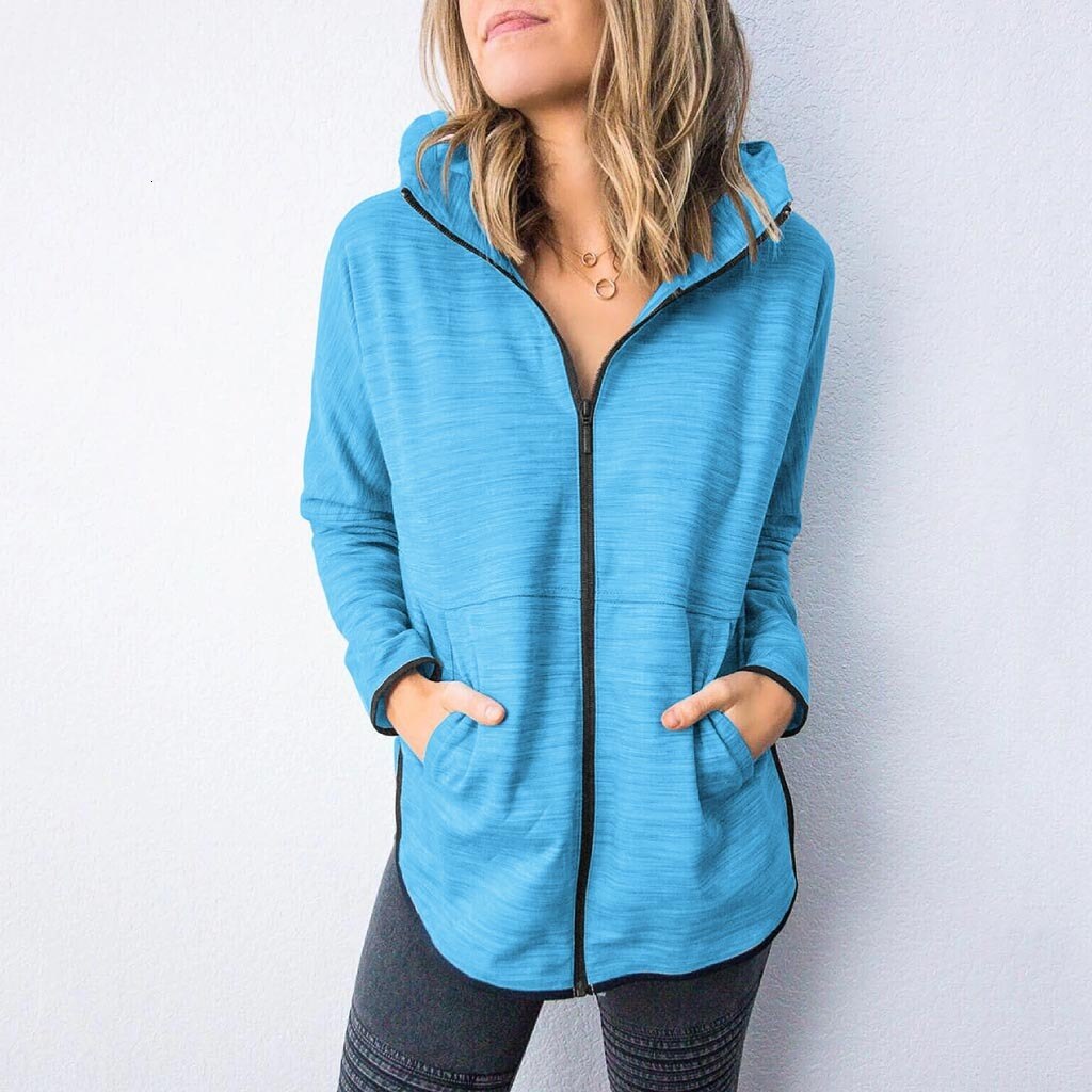 Vrouwen Winter Herfst Solid Hooded Lange Jassen Casual Sport Jassen Met Pocket Warmer Rits Jas Brede taille Bovenkleding Vrouwelijke