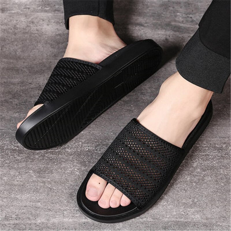 Arena de playa verano agujero nueva personalidad hombres zapatillas sandalia al aire libre no resbaladizo playa zapatillas arrastre