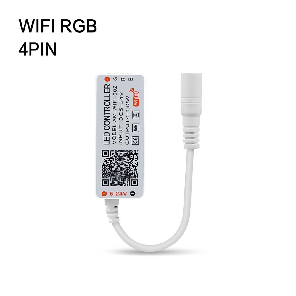 Dc5v 12v 24v bluetooth wifi rgb controller tuya/smart life app kontrol rgb/rgbw/rgb+cct fjernbetjening til smd 5050 led strip lys: Wifi rgb 4 pin
