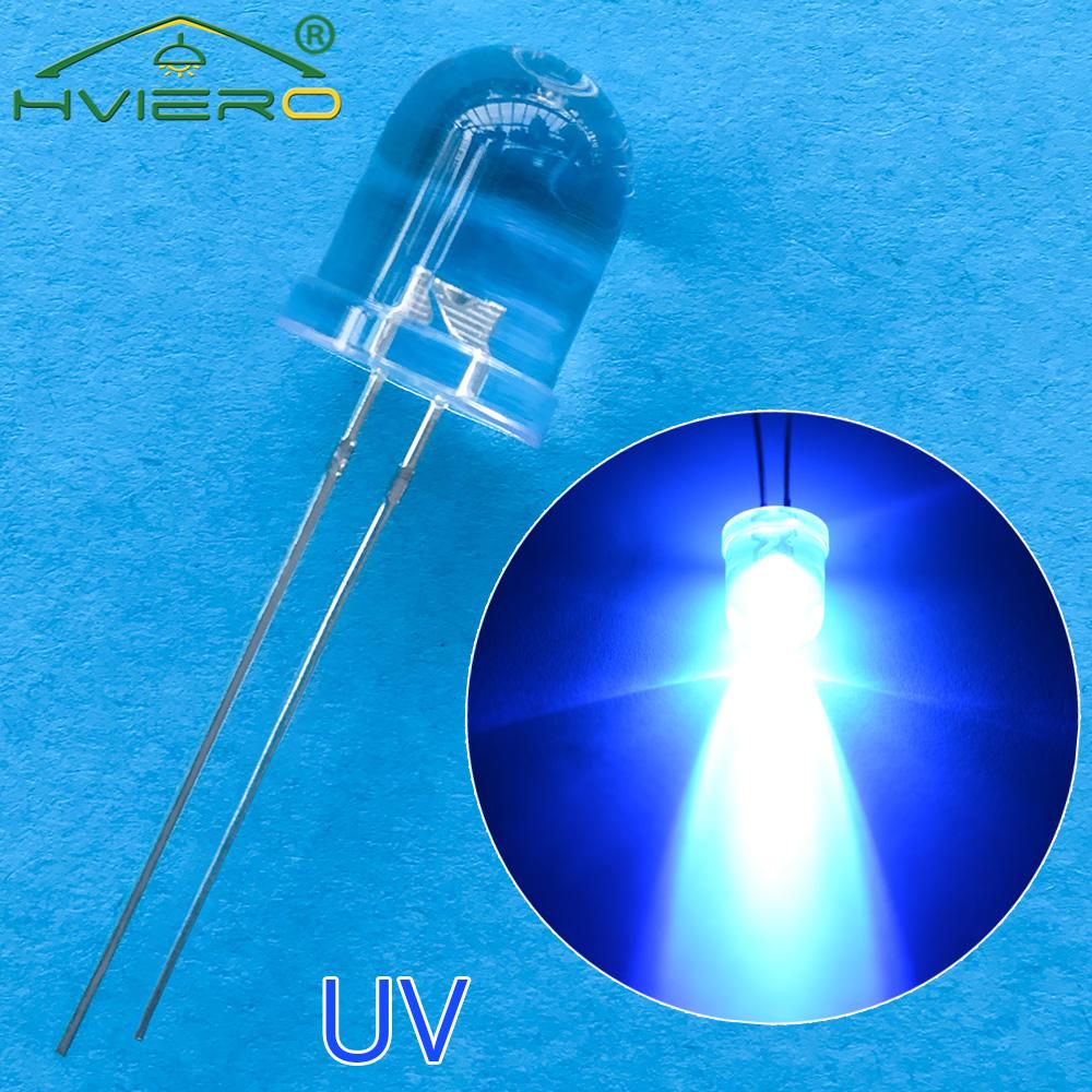 50Pcs 10mm Round Top Super Bright Lamp Beads Clear Emitting Diode LED White Red Green Blue Yellow UV Pink Orange Dome Light Bulb: PURPLE