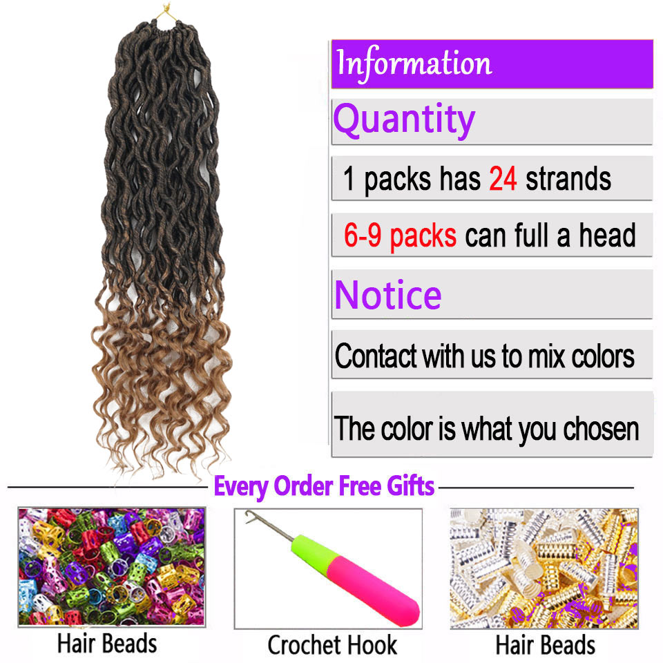 Crochet Goddess Locs Hair Extensions Faux Locs Curly Crochet Braids Ombre Synthetic Braiding Hair Bohemian locks Beyond Beauty