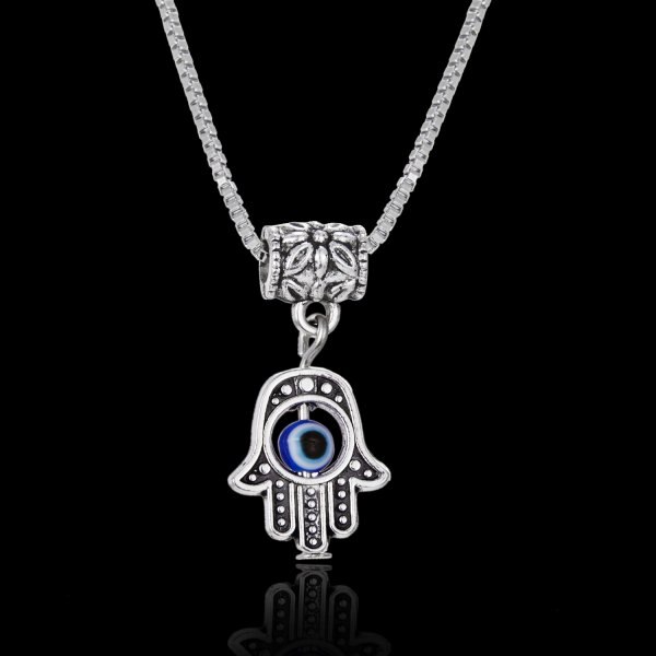 Stainless Steel Hollow Hamsa Hand Pendant Necklace Silver Color Clavicle Chain Turkish Evil Eye Luck Jewelry: Style 8