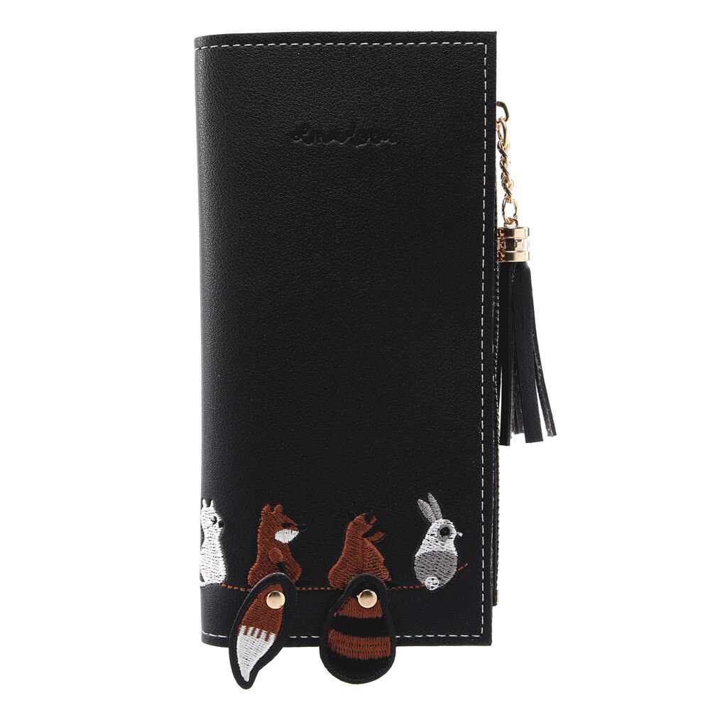 Mulheres Gato Raposa Carteira Longa Tassel Coin Purse Cartão Titular Do Cartão de Titulares de Cartão de Bolsa de Negócios Pacote Визитница #15