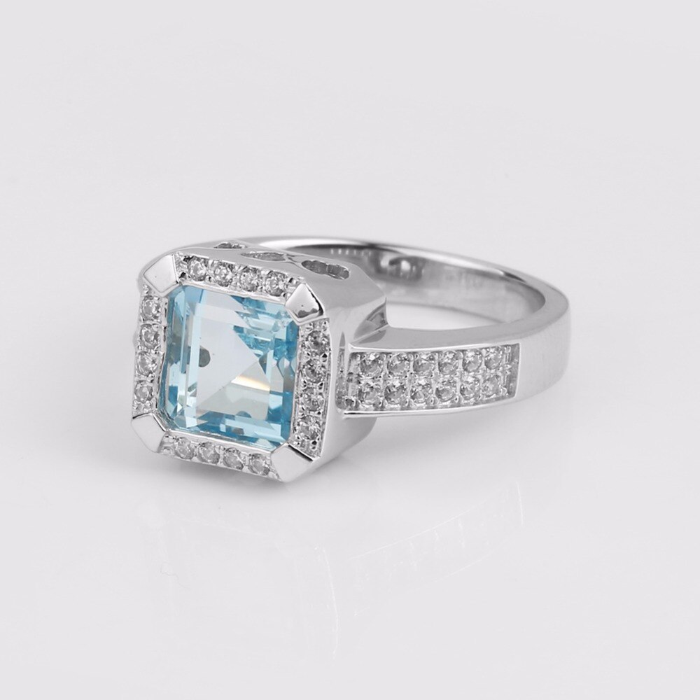 gemma'S BALLETTO 7.84ct piazza cielo Naturale Topazio Azzurro Parure di Gioielli 925 sterlina d'argento impostato Orecchini Ad Anello per Le Donne Della Pietra Preziosa Dei Monili