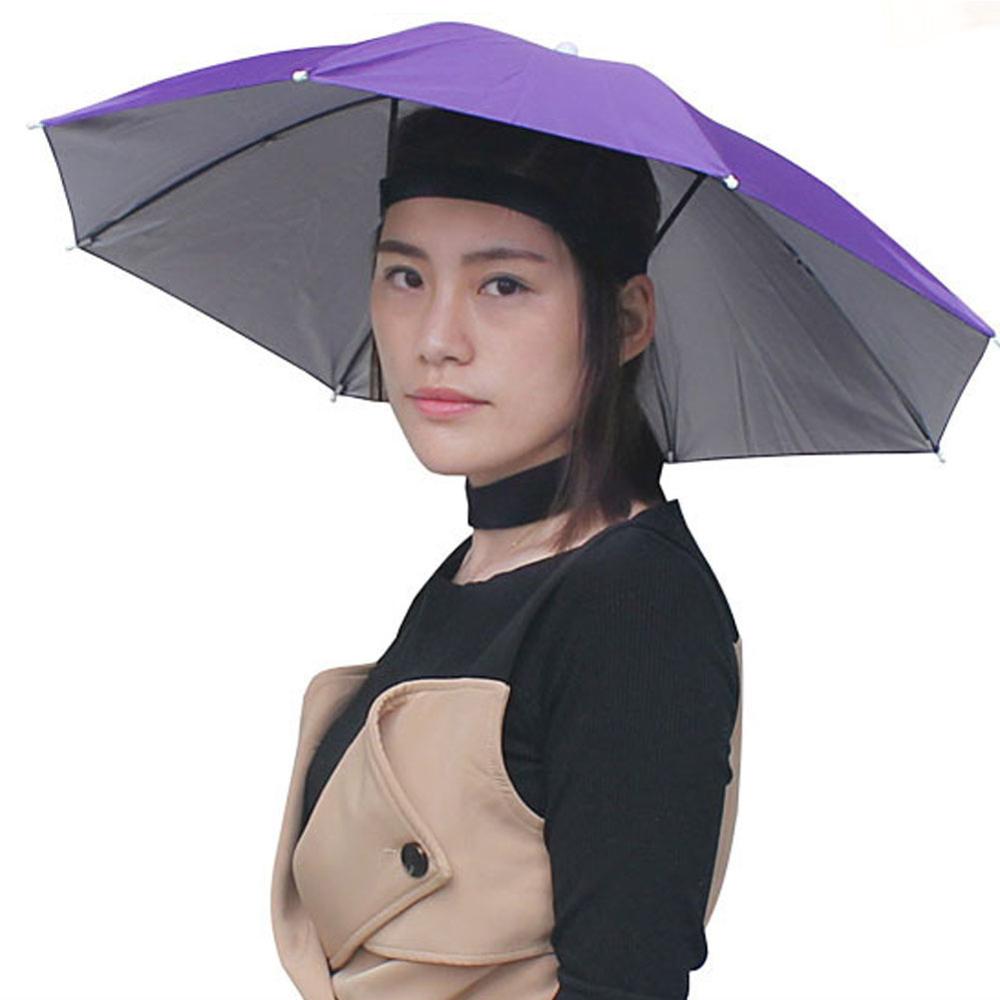 Chapeau parapluie pour plein air | Pliable, Anti-pluie, ombrage de soleil, couvre-chef pour adulte, casquette de pêche, couvre-chef, uiniversal, pour la maison: VIOLET