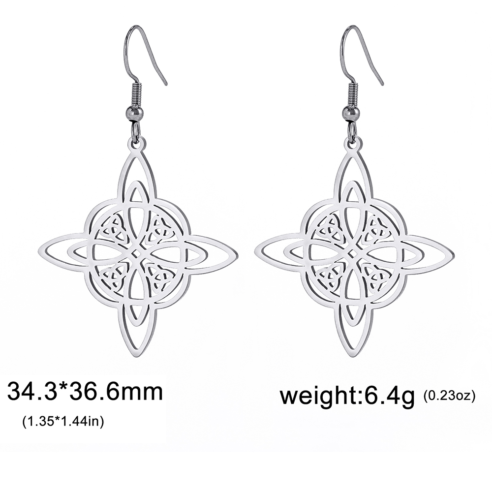 Dadapara stregoneria orecchini con nodo strega irlandese Celtics nodo Wicca simbolo orecchini pendenti gioielli con geometria Vintage ▾ in acciaio inossidabile: Giallo brunastro