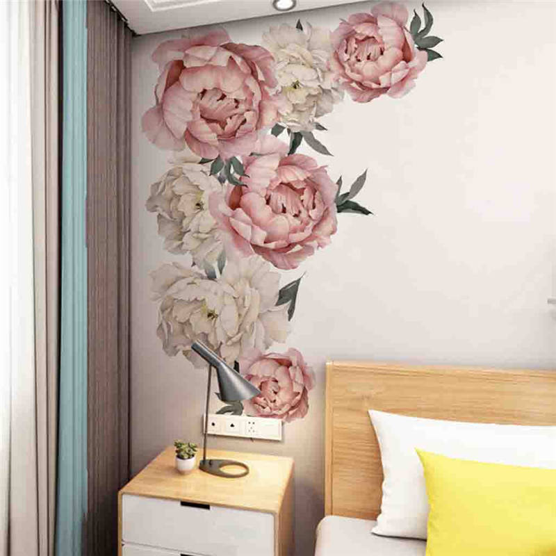 Peony Rose Bloemen Muursticker Art Nursery Decals Kinderkamer Home Decor Muursticker Stickers Kamer Decoratie 10