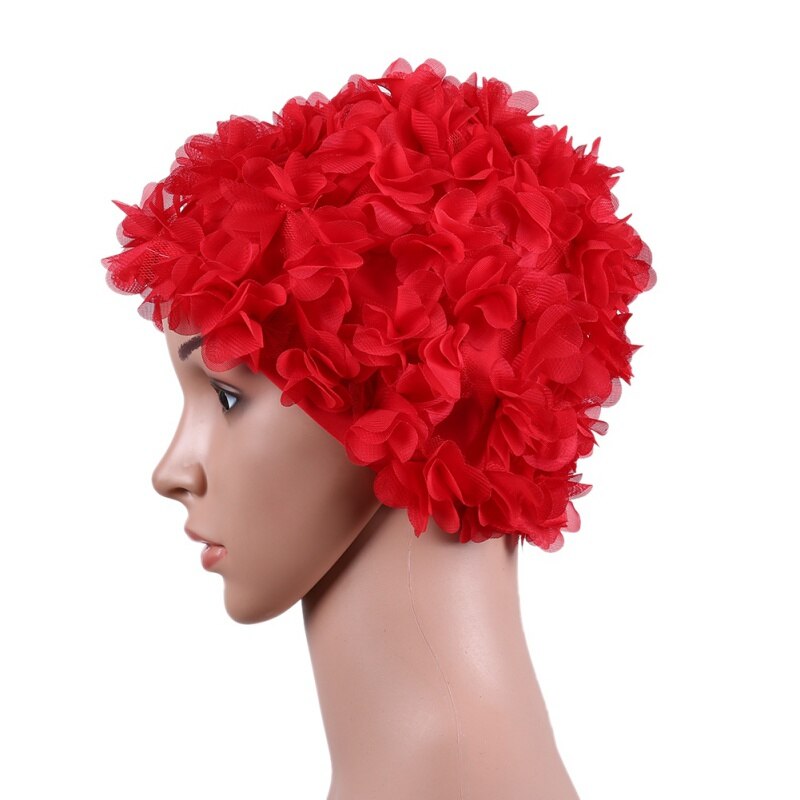 Women Three dimensional flower petals ladies swimming cap Vintage Floral Swimming Hat Flower Female Bathing Cap