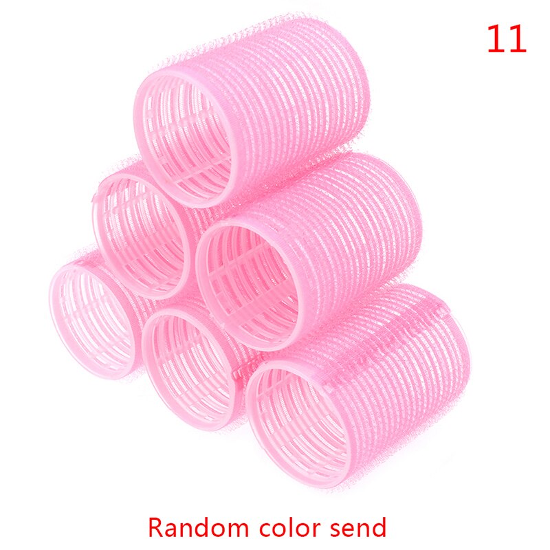 6 st/set flera storlekar slumpmässig färg stora självgrepp hår rullar proffs salong frisör papiljotter hår salong verktyg: 6cm