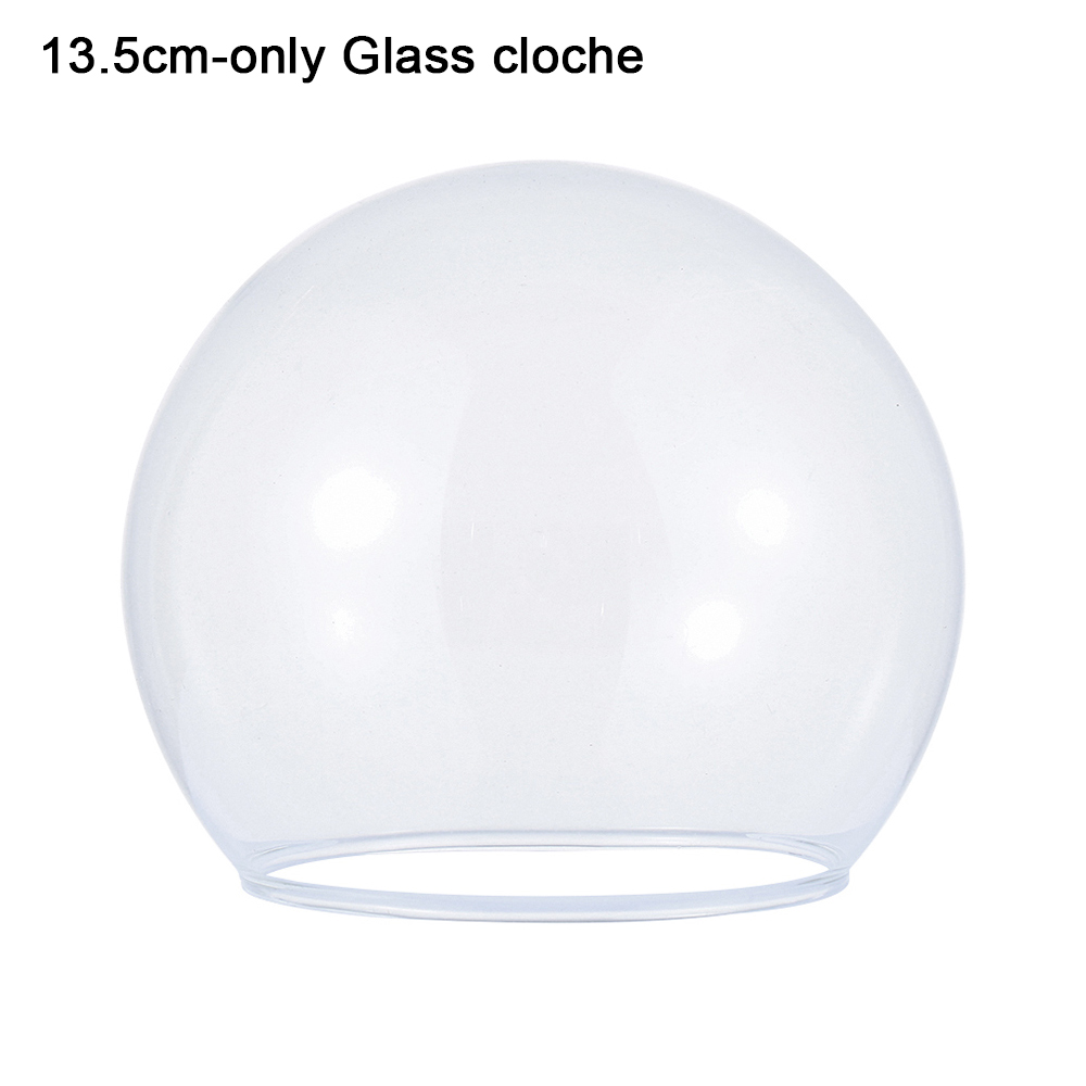Glas cloche krukke display stand dække terrarium flaske med træ base akryl støv dække display kasse udødelig blomsteræske: 13.5cm-  glas cloche