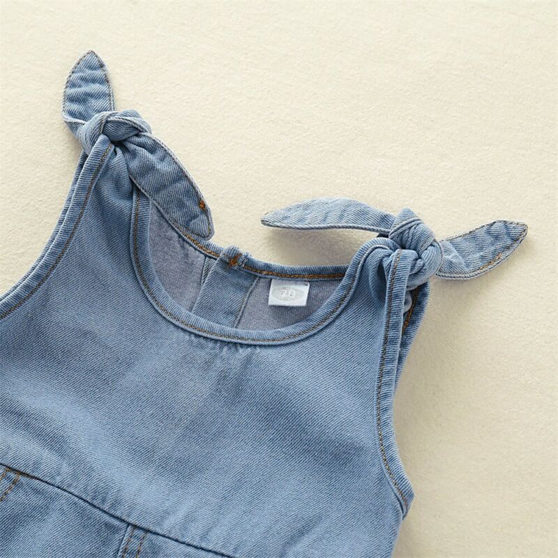 Ensemble de vêtements d&#39;été pour bébés filles, barboteuse en Denim, combinaison pour garçons, vêtements pour -nés, tenue pour nourrissons sans manches, combinaison solide