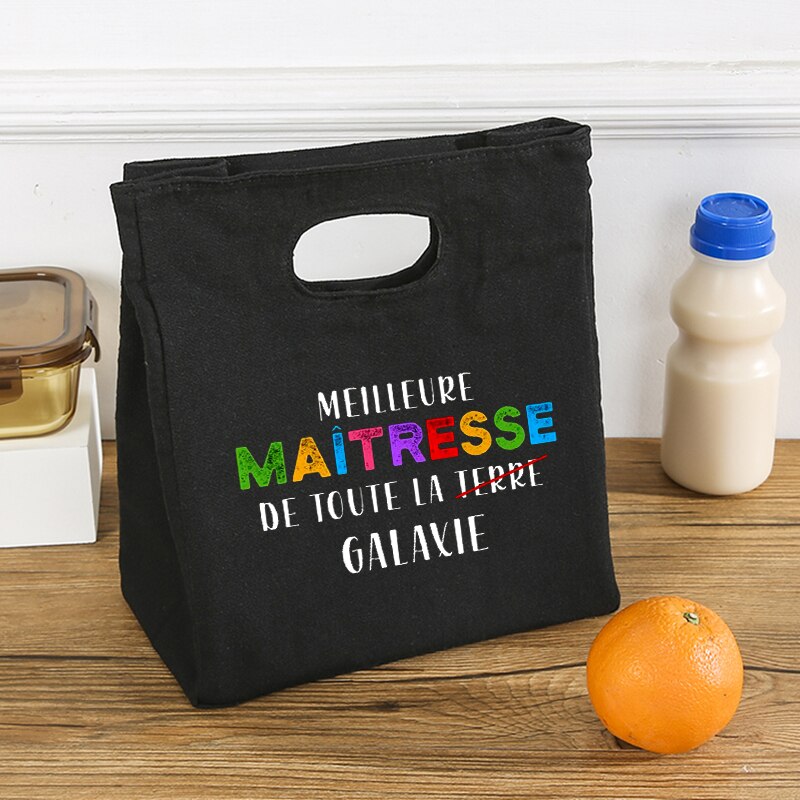 Merci Maîtresse geïsoleerde lunchtas voor dames Koeltas Thermische tas Draagbare lunchbox Zakken Ijspak Tote Voedsel Picknickzakken Cadeau: Lavendel
