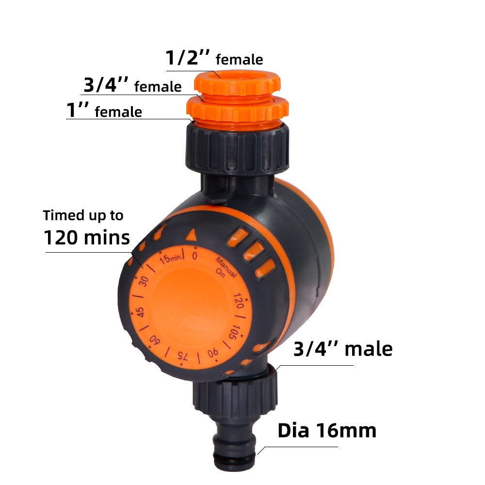 Garden Mechanical Watering Timer Greenhouse Drip Irrigation 3-Way Double Control Valve for Faucet Hose Automatic Controller