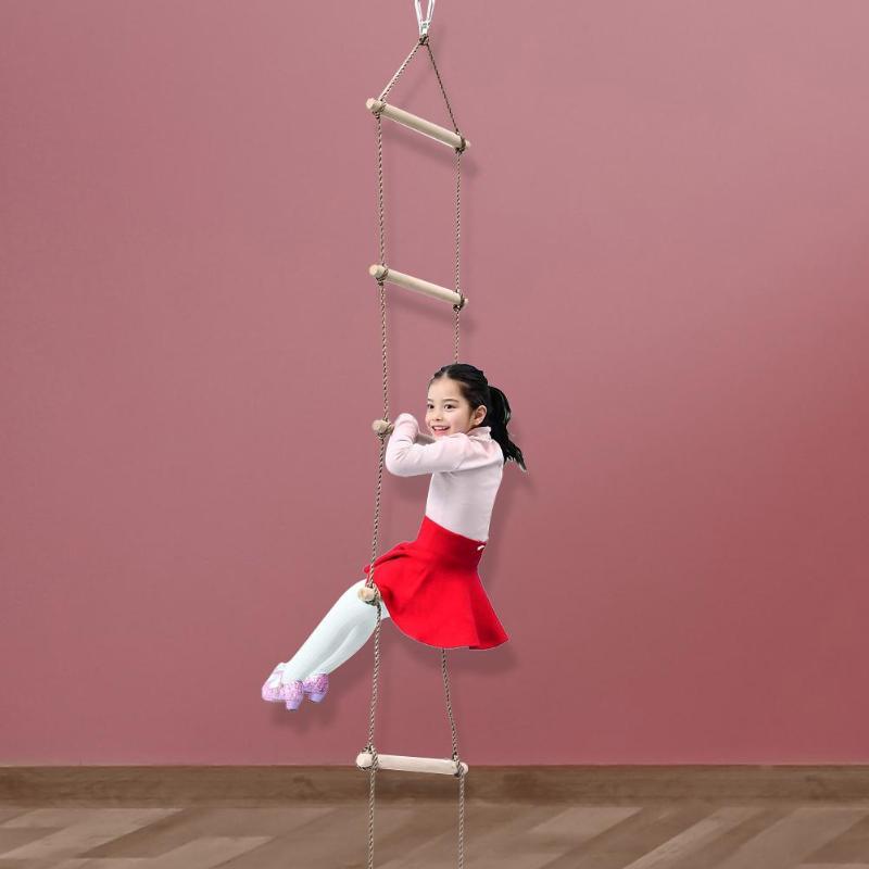Legno Scala di Corda Multi Pioli Bambini Arrampicata Indoor Outdoor Garden Giocattolo Sicuro Sport Altalena di Corda Girevole Rotary Strumenti Connettore