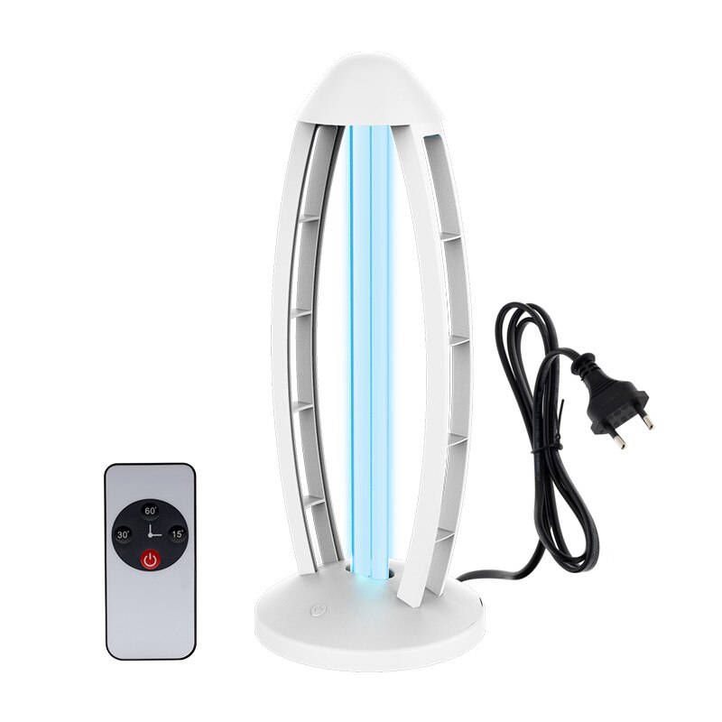 Ultraviolet kvarts lampe timing bakteriedræbende lys uvc bakteriedræbende desinfektionslampe 110v / 220v uv sterilisator dræbe mide luft ren: 38w- hvide / 220v eu-stik