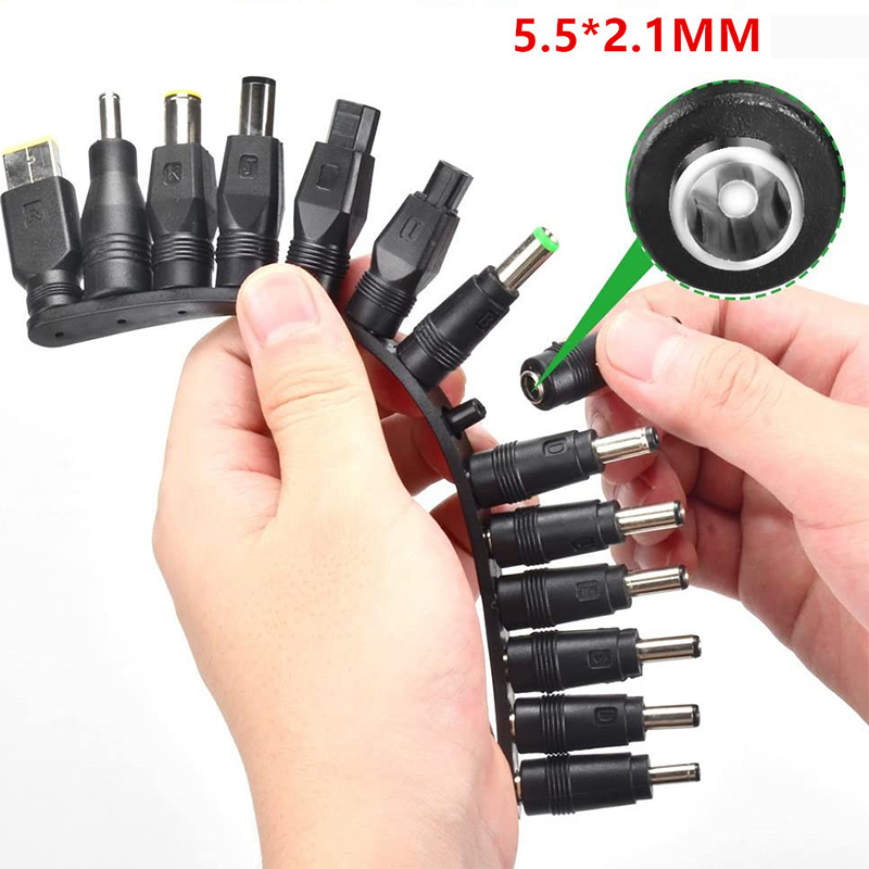 34 pieces universal 5,5mm x 2,1mm dc adapter plug adapter multifunctional all computer mains plug socket kit connection kit