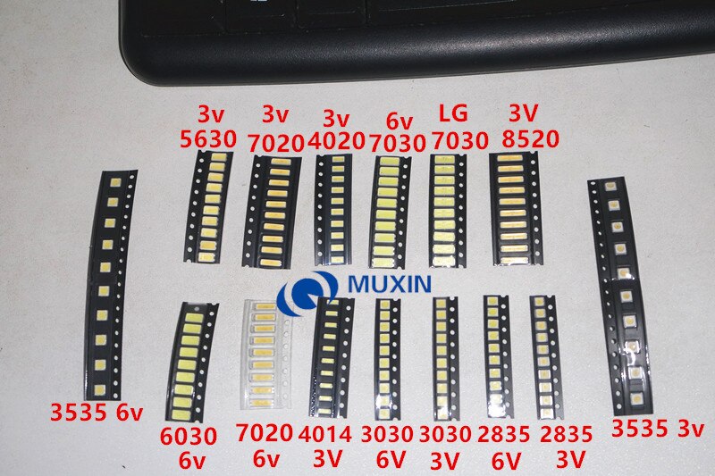 1w/0.5w smd led-kit 3v/6v 2835/3030/3535/4020/5630/6030/7020/7030/7032 kallvitt för tv-bakgrundsbelysningspärlor 17 värden  *10 st = 170 st