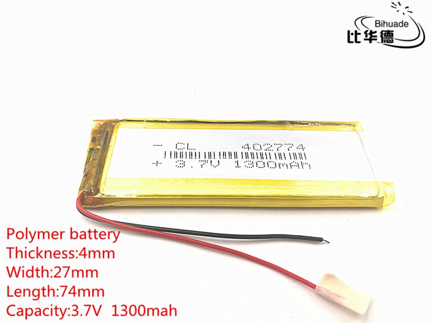 3.7V 1300mAh 402774 Lithium Polymer Li-Po li ion Rechargeable Battery cells For Mp3 MP4 MP5 GPS