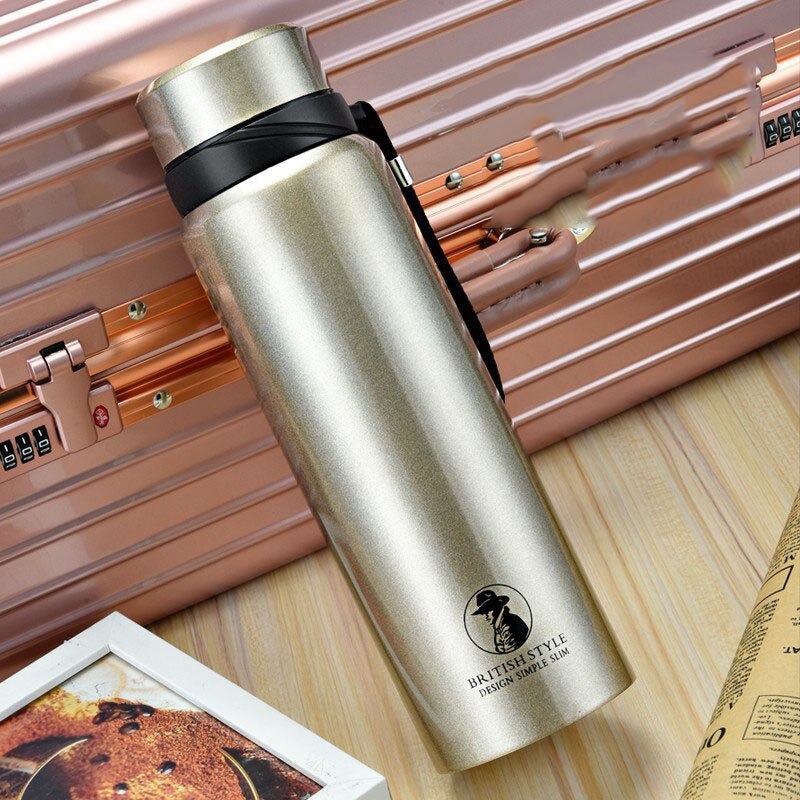 700/800/1000ml företagsvakuumflaskor i rostfritt stål, bärbar isolerad kopp termosflaska kafferesemugg: 700ml / Guld-