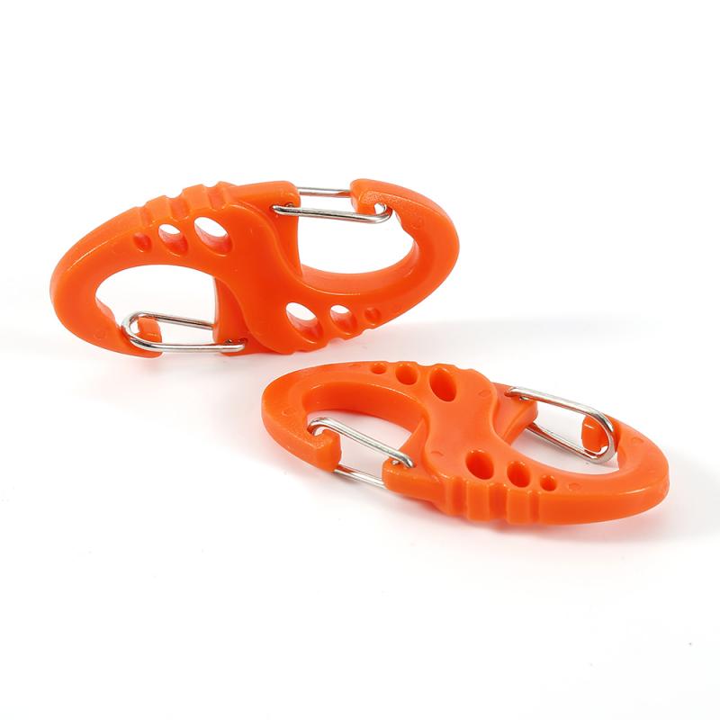 5PC Camping Accessories Double Gated 8 Shaped Carabiner Keychain Snap Clip Hook Hiking Buckle Outdoor Tool: 5Pcs Orange