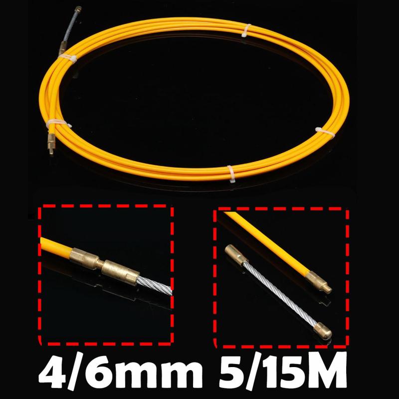 4/6mm 5/15m glasfiberkabel tryckavdragare löpkabel trådsats vägg elkabel monteringsstänger ledningstillbehör hållbart