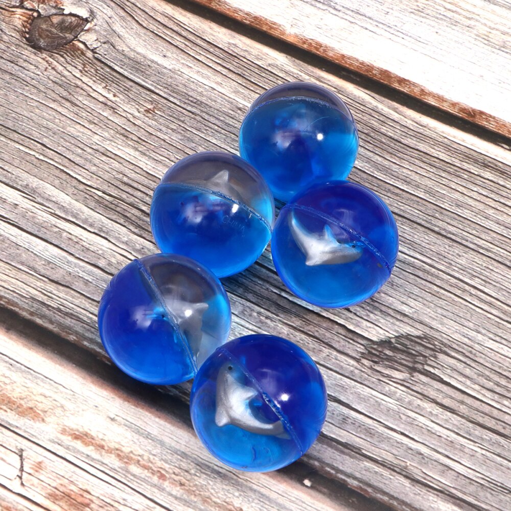 5Pcs Bouncy Balls Kids Learning Toy Rubber Jumping Ball Cognitive Toys Kids Funny Toy Transparent Ball for Kids Children: Blue 1