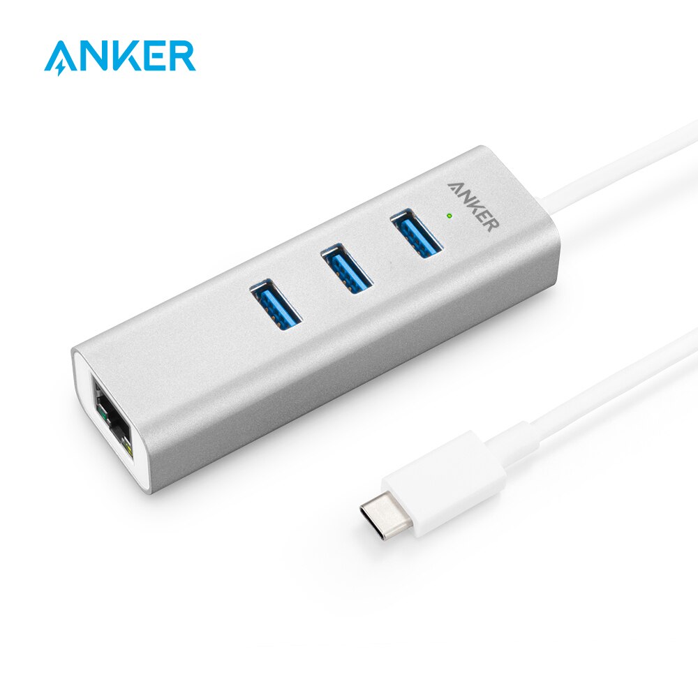 Anker USB C Hub,4-in-1 Aluminium USB C Adapter mit Ethernet Hafen,3 USB 3,0 Häfen, für MacBook Profi,Chromebook,XPS,Samsung S9 etc