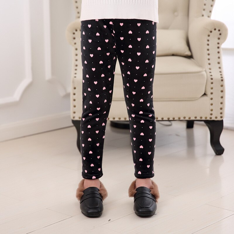 Flickbyxor barn flickor leggings tjocka varma barn elastiska midja byxor flickkläder för vinter höst 3-10t pennbyxor