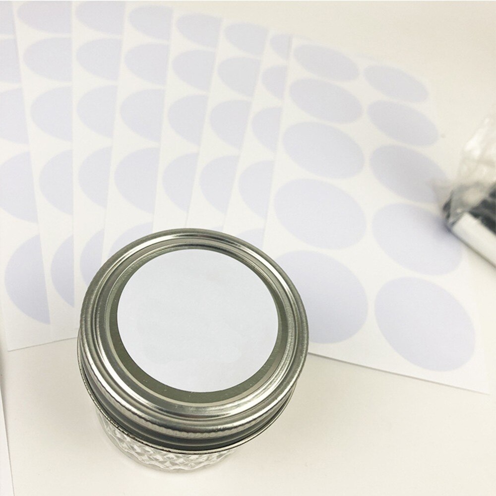 6Sheet/set White Sticker Bottle Sticker 5cm Round Whiteboard Pvc Sticker Practical Whiteboard Sticker Kitchen Jar Stickers Label