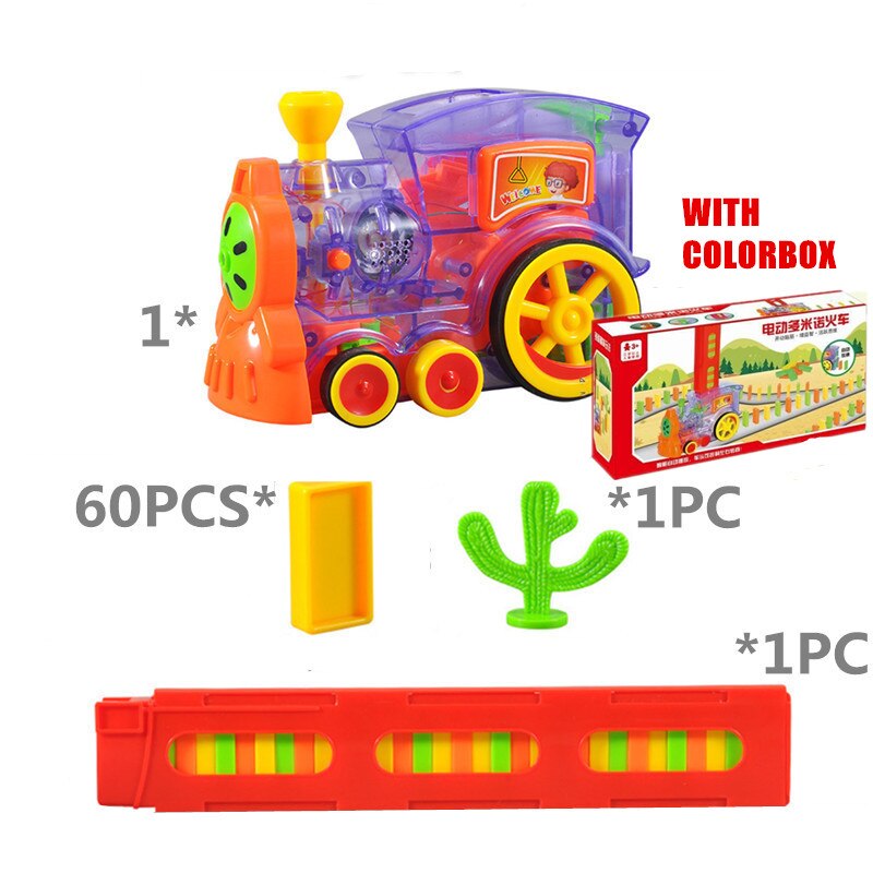 Eletronic domino tog legetøj med raket helikopter spil til børn dreng pige xmas juguetes uddannelse domino blokke: Tog -60 kasse