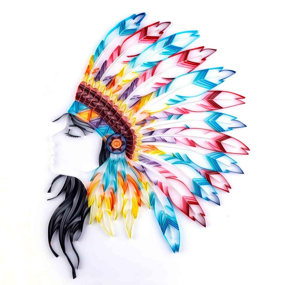 3D Indian dziewczyna Quilling papieru filigranowe obrazy dekoracje ścienne DIY Quilling papieru rzemiosło papierowe prezenty DIY Quilling papieru zestawy narzędzi 20in