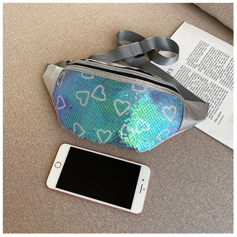 Sequin Waist Bag Women Glitter Fanny Pack for Girls Belt Bag Ladies Colorful Hip Bum Pouch Crossbody Chest with Adjustable Strap