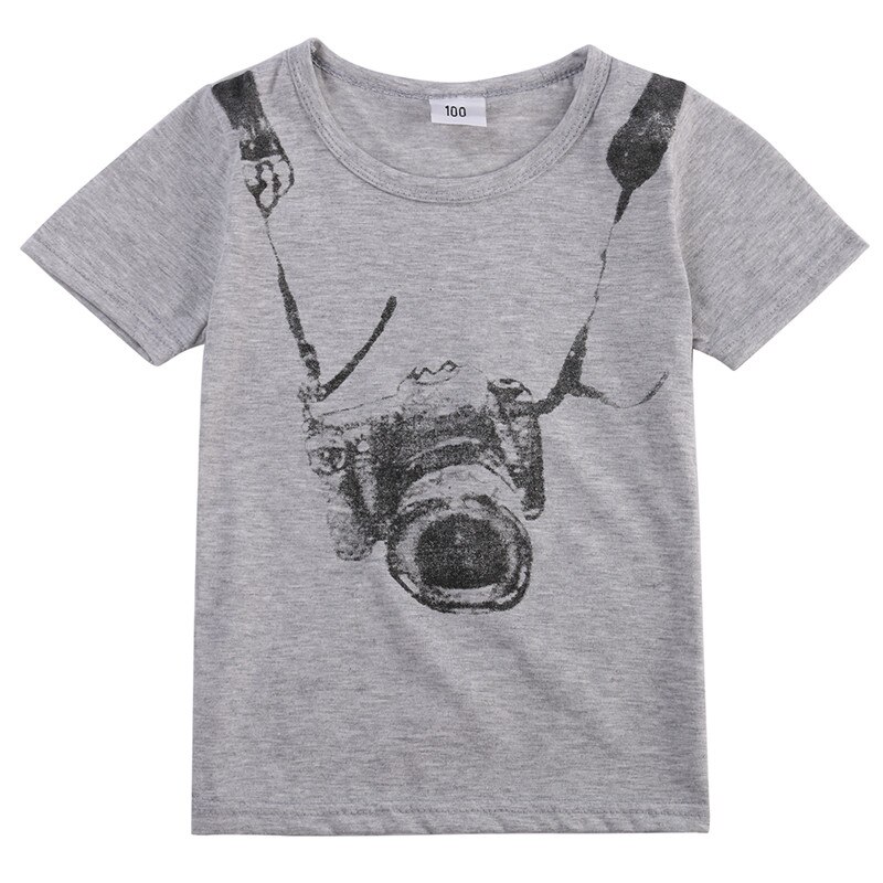 Causale Jongens Camera Gedrukt Grijs T-Shirts Baby Boy Kleding Voor Kids 1-8Years: 8T