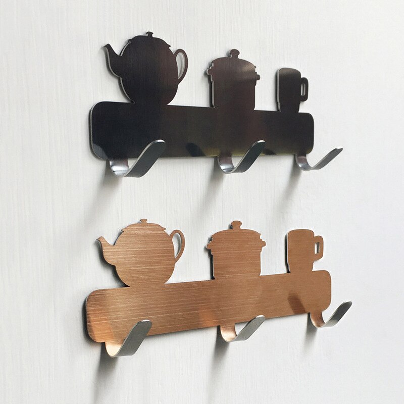 Wall Mounted Storage Hooks Stainless Steel Waterproof Door Hook Key Towel Holder Clothes Hanger Strong Sticky Hooks