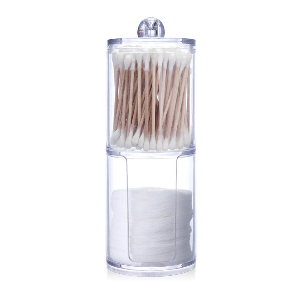 Acrylic Cotton Swab Organizer Box Portable Round Container Storage Case Make up Cotton Pads Q-tip Box Cotton Swab Container