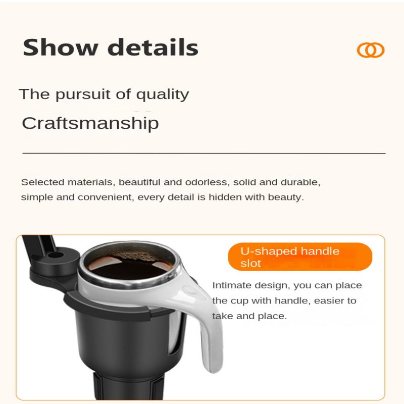 Portavasos para coche, expansor, portavasos multifunción con mesa de comida, bandeja Base ajustable de 360 grados para aperitivos