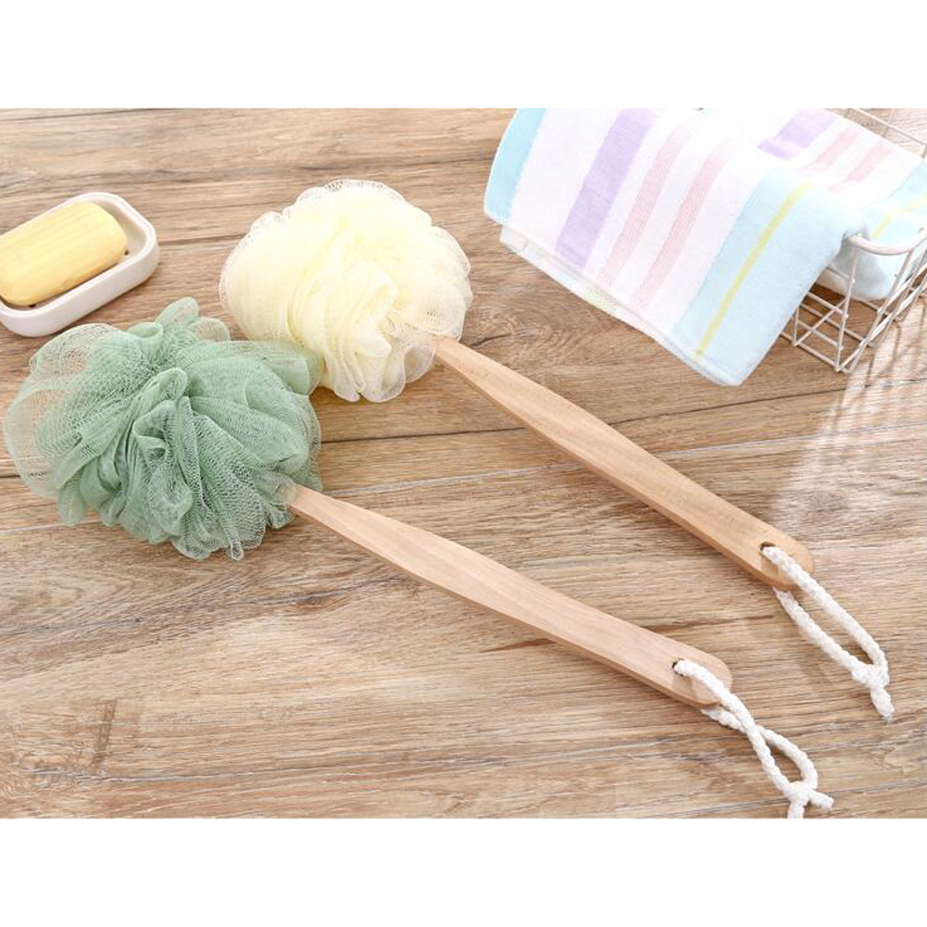 2Pcs Long Handle Bath Sponge, Exfoliating Bath &amp; Shower Brush, Back Scrubber for Skin Gentle Massage for Elderly Women Men