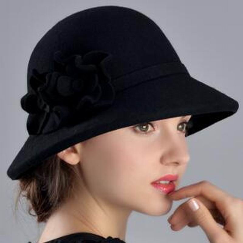Sombrero de mujer Otoño Invierno gorras de lana mantener elegantes gorros de señora a la estilo inglés Fedoras
