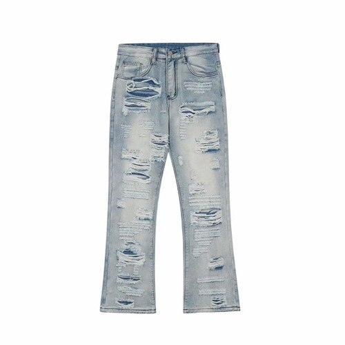 Baggy Jeans Hole Flare Denim Trousers Men Hip Hop Distressed Streetwear Ripped Flared Jeans Biker Tailored Washed Destroyed: Asian XXL
