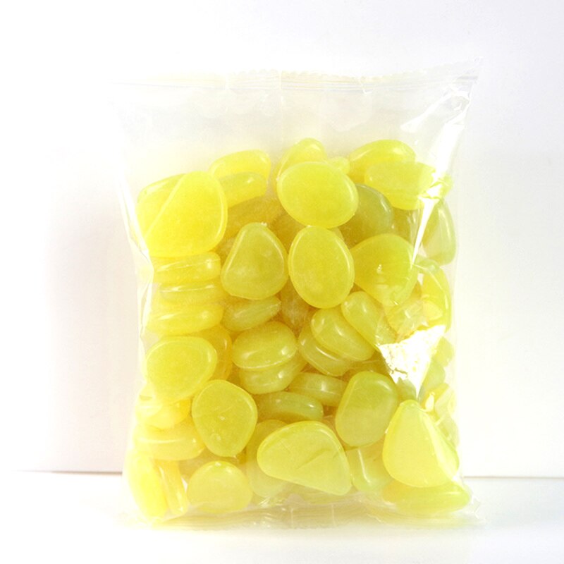 50Pcs/Set Aquarium Decoration Glow In The Dark Stone Fish Tank Accessories Artificial Luminous Pebbles Stone Walkway Decor: Yellow